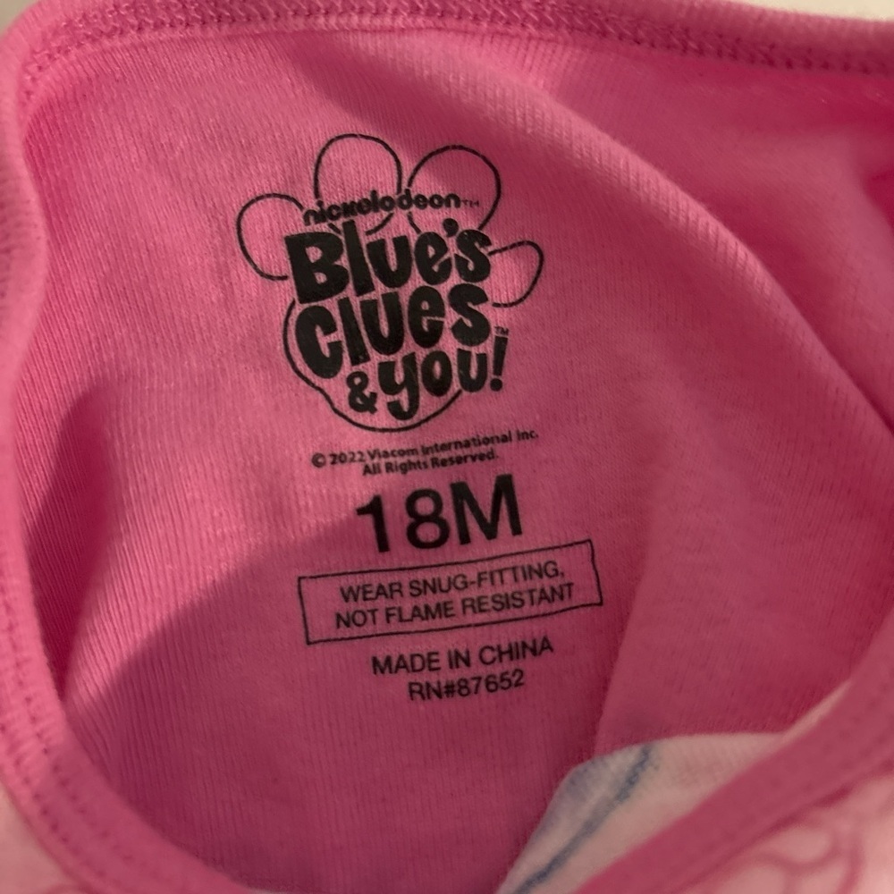 Blue’s Clues Pajama Top 18M Pink Long Sleeve Blue Nickelodeon Toddler Tee - Picture 3 of 3